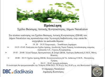3η και τελευταία συνάντηση για το Σχέδιο Βιώσιμης Αστικής Κινητικότητας του Δήμου Ναυπλιέων